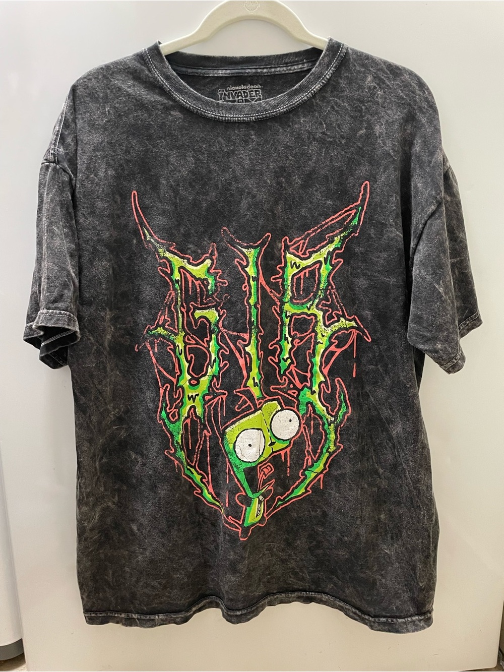 Invader Zim Gir Acid Wash Metal Style Band T-Shirt Size Large Nickelodeon Y2K